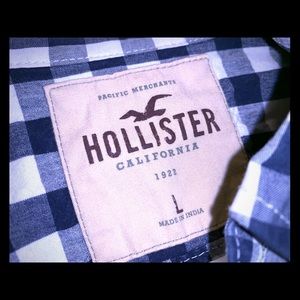 Bright Blue Plaid Hollister Button-Up